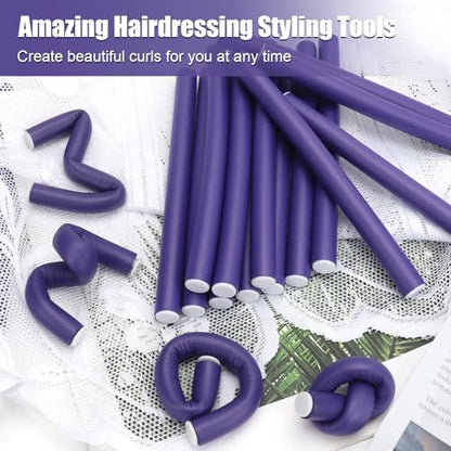 30Pcs Heatless Hair Curlers 7”x0.55“ Flexi Rods for Short Medium Long Hair - color: 7" x 0.55"