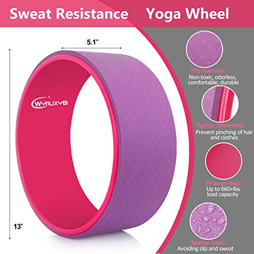 Yoga Wheel Set 11-in-1,Back Roller & 2 Blocks with Strap,Resistance Bands,Jump Rope,Carrying Bag,Perfect Yoga Back Wheel Accessory Starter Kit for Beginner, Stretching, Improving Backbends