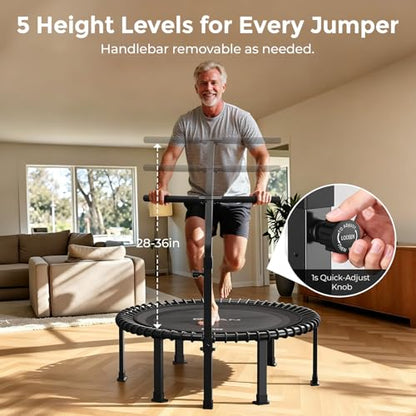 BCAN BT4 Soft Land Pro Adult Bungee Rebounder Trampoline Handle|FED Fitness - color: 38IN-Black