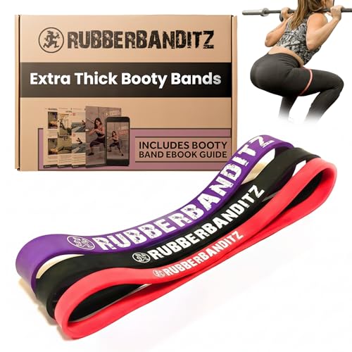 Extra Thick Booty Bands - for Glutes and Legs Workouts - Includes eGuide for Women - Mini Loop Exercise Band Engages Hips, Thighs, Butt, and Abs - 5 Mini Resistance Band Sizes 5-100 lbs - color: 20-165 Lbs (9-75 kg) - Red/Black/Purple