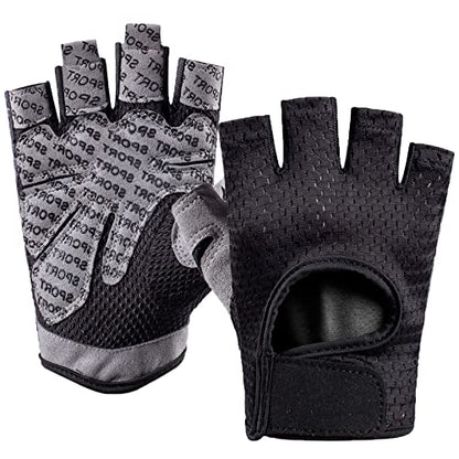 Workout Gloves for Men & Women, Fingerless Breathable & Full Palm Protection Gym Exercise Gloves for Weight Lifting, Fitness, Powerlifting, Cycling