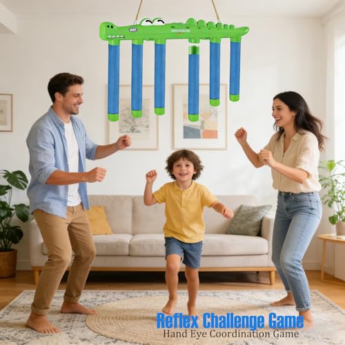 Reflex Drop Sticks Challenge Game Hand Eye Coordination Training Toy Hand Speed Reaction Challenge Game 3 Speeds Adjustable Rechargeable with Remote Control Music&Voice Prompt for Kids Adults