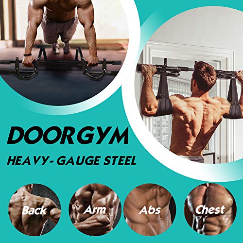 Yes4All Heavy Duty Wall Mounted Pull Up Bar, Over Door Pull Up Bar for Doorway, Multi Grip Chin Up Bar, Sturdy Strength Training Bars & Durable Gym Bar for Home Exercise - style: Combo Chin Up Bar + Ab Straps