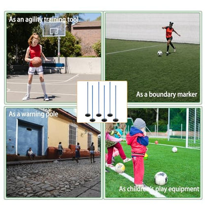 Blue Soccer Agility Poles Set Detachable Sports Trainning Speed Pole Slalom Poles with Rubber Base Sport Traning Equipment