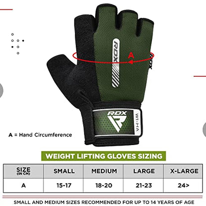 RDX Weight Lifting Gloves Gym Fitness Workout, Anti Slip Padded Full Palm Protection, Ultra Ventilated, Bodybuilding Strength Training HIIT WOD Exercise, Half Finger Men Women Cycling Rowing Climbing - color: Army Green, size: Medium