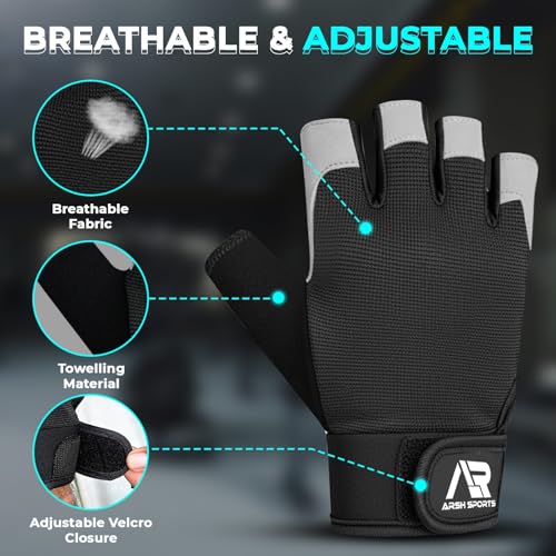 Breathable Gym Gloves for Men & Women–Lightweight,Non-Slip Workout Gloves with Full Palm Protection, Wrist Support,Ventilated Mesh for Weightlifting,Crossfit,Fitness Training & Cycling