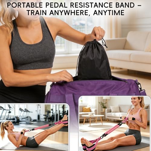 Upgraded Multifunction Pedal Resistance Band with Handles, Adjustable Exercise Bands for Full Body Workout, Home Gym Equipment for Core Abs Legs Glutes Arm Strength Training