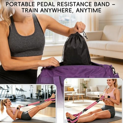 Upgraded Multifunction Pedal Resistance Band with Handles, Adjustable Exercise Bands for Full Body Workout, Home Gym Equipment for Core Abs Legs Glutes Arm Strength Training