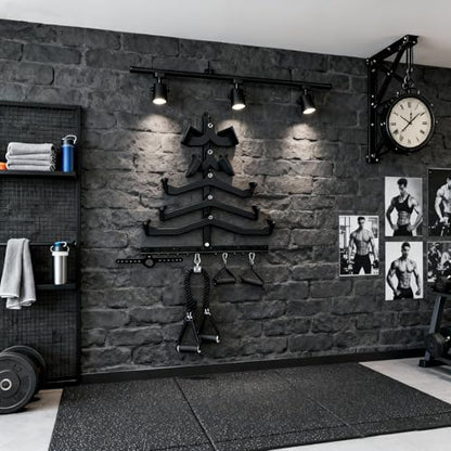 LAT Pull Down Bar Organizer Gym Storage Wall Organizer for Lat Pulldown Attachments, LAT Pull Down Bar Storage Rack for Different Cable Handles, Cable Attachments Rack for Gym Accessories