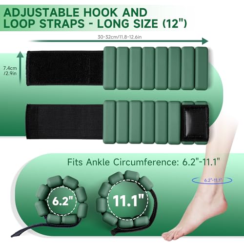 Weighted Bangles for Wrist and Ankle Weights for Women 1LB Each (Set of 2) | Workout Weights for Yoga, Pilates & Walking | Leg & Arm Weights Men GREEN