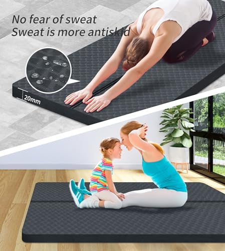 nuveti Large Exercise Mat - 15mm/20mm/30mm Thick Yoga Mat | Workout Mat for Fitness, Yoga, Pilates, Stretching & Floor Exercises for Women & Men with Free Carrying Bag