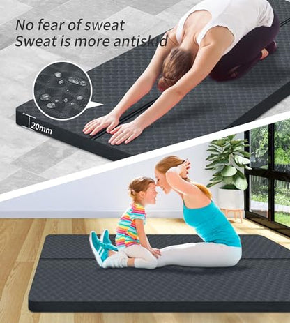 nuveti Large Exercise Mat - 15mm/20mm/30mm Thick Yoga Mat | Workout Mat for Fitness, Yoga, Pilates, Stretching & Floor Exercises for Women & Men with Free Carrying Bag