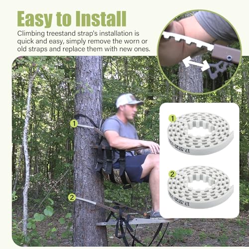 2PCS Traction Belts Climber Tree Stand Straps Replacement Straps for Lone Wolf Tree Stands Climber (61" Long)