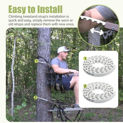 2PCS Traction Belts Climber Tree Stand Straps Replacement Straps for Lone Wolf Tree Stands Climber (61" Long)