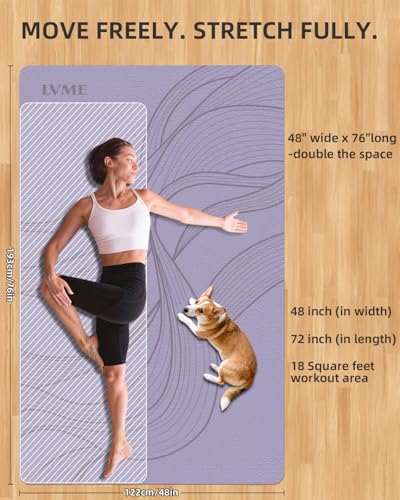 Large Yoga Mat (75.5"x47.6"x0.4"）Extra Wide & Thick 10mm - color: Purple