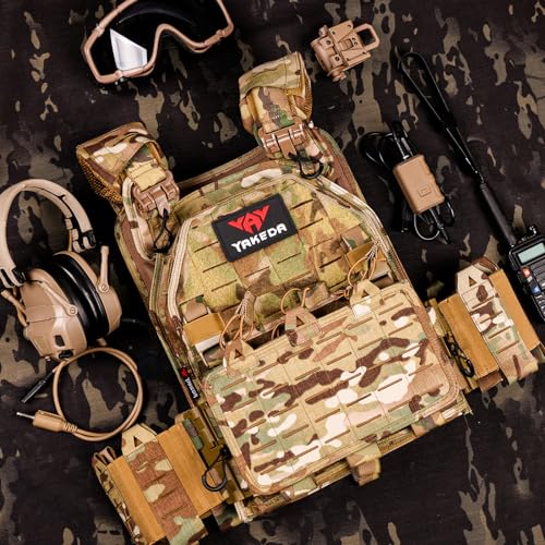 YAY YAKEDA Quick Release Tactical Laser-Cutting Vest Multicam Lightweight Vest - color: Black Cp