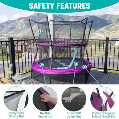 Skywalker Trampolines 60" No-Spring Design Mini Trampoline for Kids and Toddlers with Enclosure Net - color: Purple