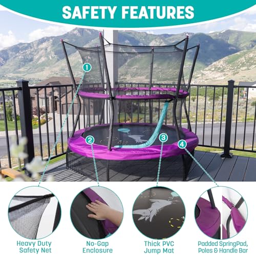 Skywalker Trampolines 60" No-Spring Design Mini Trampoline for Kids and Toddlers with Enclosure Net