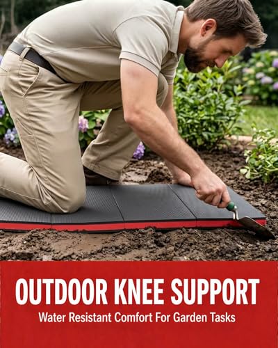 Foldable EVA Utility Mat with Handle, Heavy Duty Mechanic Mat for Kneeling, Workouts, Garages, Gardening, Camping, Picnics, Outdoor Adventures and Home Gyms, Red - color: Red