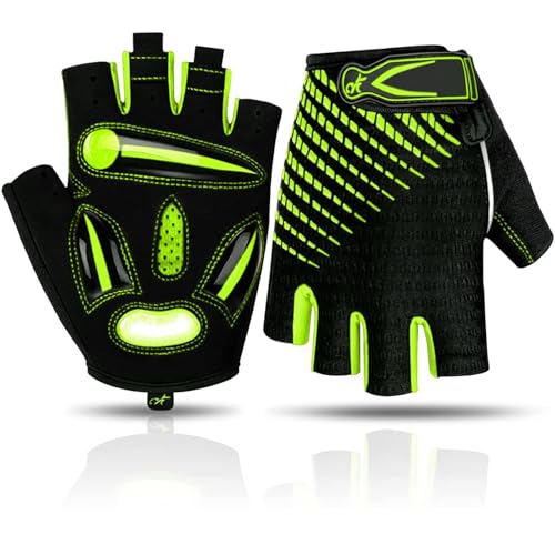 Bike Cycling Gloves for Men Women,Non-Slip Breathable 5MM Gel Pads DH Mountain Road Bicycle Gloves for MTB Biking Cycling,Workout Sports - color: Fluorescent Yellow, size: Medium