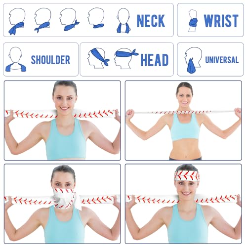 12 Pcs Baseball Cooling Towels 38x12 Inch Breathable Baseball Microfiber Ice Towel Fast Drying Workout Rags Bulk Sport Team Gift for Team Gym Running Coach Sport Party Favors(White,Blue)