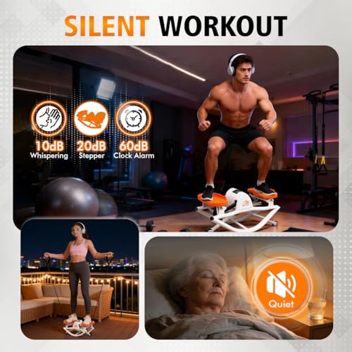 Rocking Stepper for Exercise at Home, Side-to-Side 3D Motion Stair Machine with Resistance Bands, Quiet Low-Impact Cardio Trainer, 380 lb Capacity