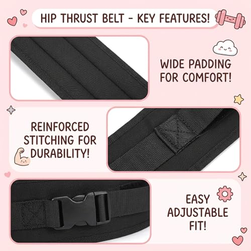 Hip Thrust Belt, Hip Thrust Belt for Dumbbells and Weights, Enhanced Support for Glute Bridge Exercises and Weighted Squat Training, Adjustable Strap Non-Slip Safety for Home Fitness Strength Sessions