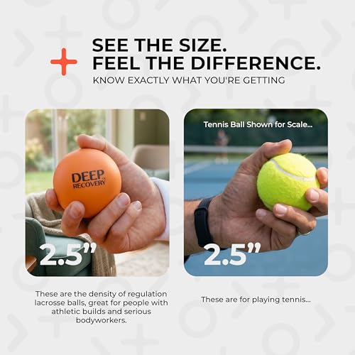 Sport Yoga Deep Tissue Massage Ball Set, Extra Firm – Lacrosse Ball Size (2.5in) Myofascial Release Balls for Feet, Back, Neck, Legs, & Arms – Trigger Point & Mobility Therapy (2-Pack) - style: Extra Firm
