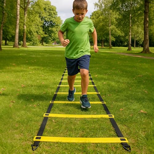 Agility, Coordination, Speed Drills, 19.7 Ft (6 Meters) 12 Rung Ladder Training Set, Soccer Training Equipment, Bag Carry & Cones 10 Soccer with, Agility, Speed