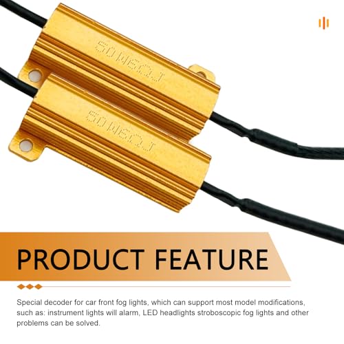 2 PCS Car Light Decoder, 9005 9006 Canbus Decoder, Copper Wire LED Load Resistor Kit, Light Relay Harness Adapter for Bulb Flashing Fault Decoding Warning Elimination (Black)