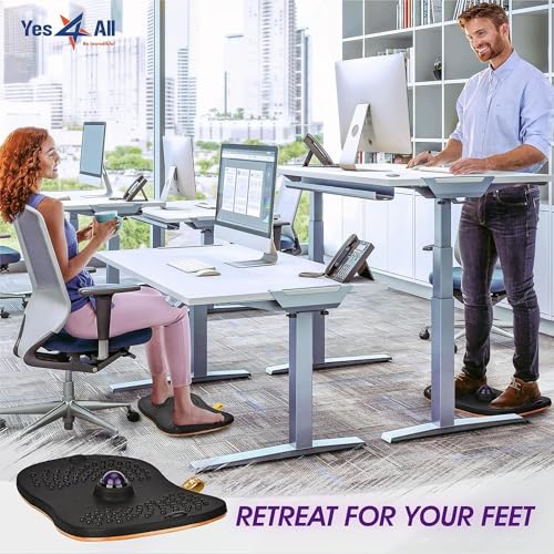 Yes4All Wobble Balance Board for Standing Desk/Anti-Fatigue Office Foam Pad - Standing Desk Mats, Rocker Board, Office Accessories, Wobble Board With Massage Ball