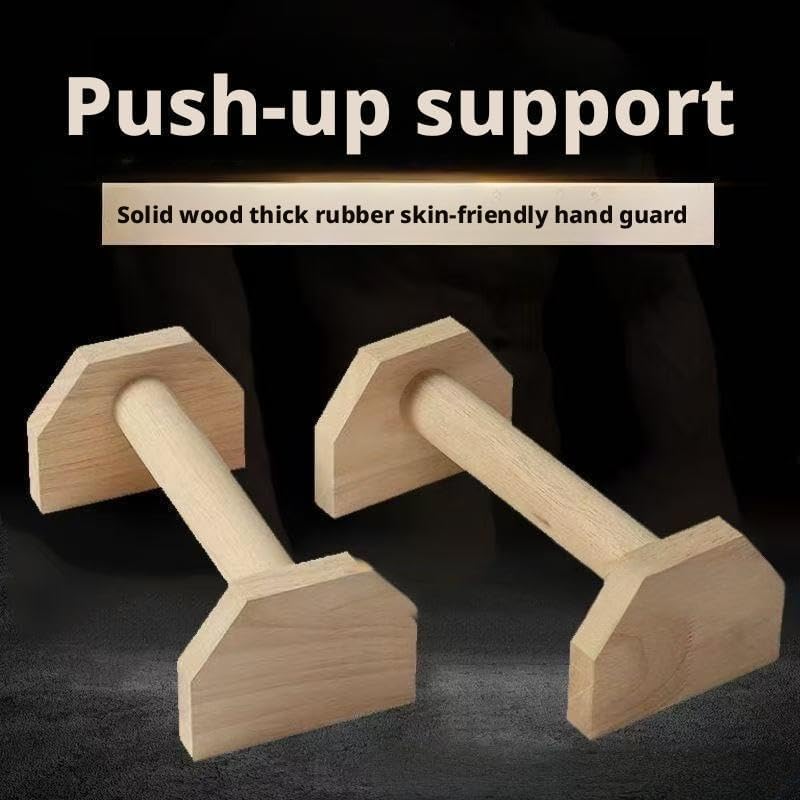 2PCS Wooden Parallettes Push up Bars,Non-Slip Base Exercise Home Workout Equipment,Calisthenics Bar - Handstand Blocks and Pushup Handles for Home Gym, Calisthenics & Strength Training