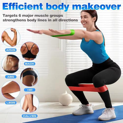 Resistance Bands Set of 5 – Loop Exercise Bands for Working Out, Stretching, Strength Training | Home Gym Equipment for Women & Men | Pilates, Yoga, Physical Therapy, Glute Leg Arm Workout