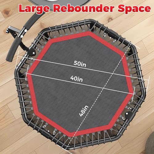 HYD-Parts 40"/48“ Rebounder Trampoline for Adults with Bungee Cords, Portable Fitness Exercise Mini Trampoline, Small Rebounder Indoor/Outdoor, Quiet Workout Equipment, 450lbs/550lbs