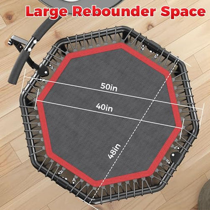 HYD-Parts 40"/48“ Rebounder Trampoline for Adults with Bungee Cords, Portable Fitness Exercise Mini Trampoline, Small Rebounder Indoor/Outdoor, Quiet Workout Equipment, 450lbs/550lbs