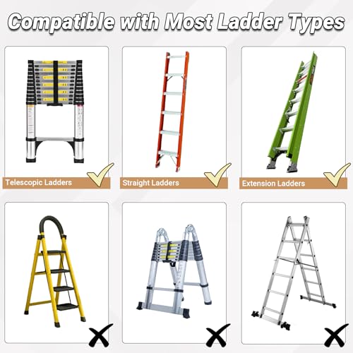 Ladder Extender for Stairs, Heavy-Duty Ladder Levelers for Extension Ladders, Non-Slip Design, 10.2"- 16.5" Adjustable Height, 20"L x 7.5"W Platform for Extension/Straight/Telescopic Ladders