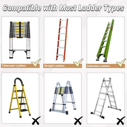 Ladder Extender for Stairs, Heavy-Duty Ladder Levelers for Extension Ladders, Non-Slip Design, 10.2"- 16.5" Adjustable Height, 20"L x 7.5"W Platform for Extension/Straight/Telescopic Ladders