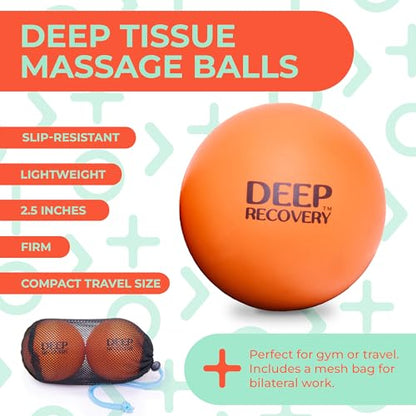 Sport Yoga Deep Tissue Massage Ball Set, Extra Firm – Lacrosse Ball Size (2.5in) Myofascial Release Balls for Feet, Back, Neck, Legs, & Arms – Trigger Point & Mobility Therapy (2-Pack) - style: Extra Firm
