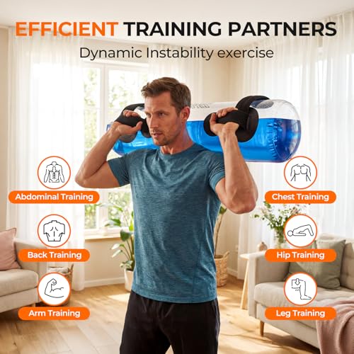 Water Weights Aqua Bag, 44 lbs - Adjustable Portable Water Weight Workout Sandbag Alternative Stability Fitness Equipment for Strength Core Balance Training Full Body Exercise Home Gym