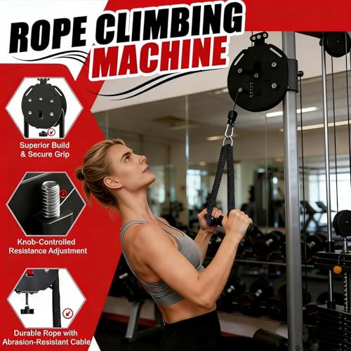 Endless Rope Trainer, Portable Cable Pulley System,Adjustable Tricep Rope Equipment | 330lb Load Capacity, 30kg Max Resistance for Full Body Workout & Strength Training - color: Black