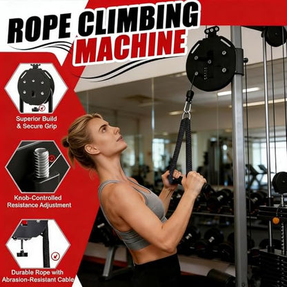 Endless Rope Trainer, Portable Cable Pulley System,Adjustable Tricep Rope Equipment | 330lb Load Capacity, 30kg Max Resistance for Full Body Workout & Strength Training - color: Black