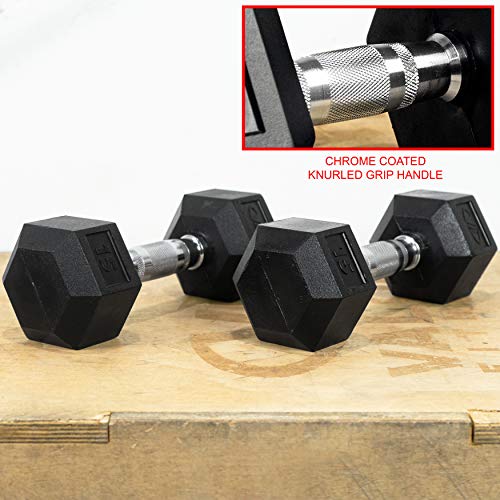 Valor Fitness RH Family Rubber Hex Dumbbells - size: 15-Pound