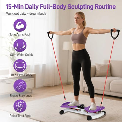 Waist Twister Machine for Home, 300lbs Capacity Ab Twister Board - Noiseless Core Workout Equipment for Belly Fat Loss, Waist Training & Abs Exercise for Women & Men with Digital Tracker Time/Reps/Calories