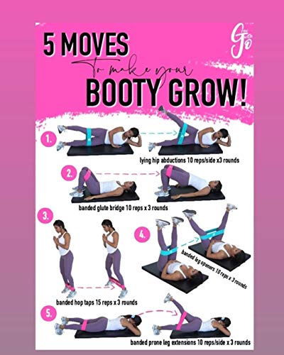 5 Pack Non Slip Resistance Booty Bands with Travel Carry Bag, Barre Exercise FlexBands for Legs and Butt, Home Workout Fitness, Squats, Stretching, Gym, Yoga, Physical Therapy, Pilates for Women