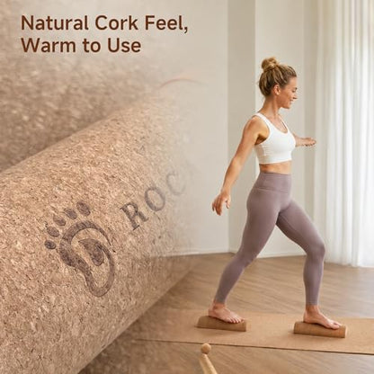 Rocalt Foot & Ankle Strengthener Kit, 4-in-1 Cork Balance Board Set with Massage Roller, Ball & Toe Resistance Bands, Foot Mobility Trainer for Balance Training, Yoga, Runners & Daily Exercise