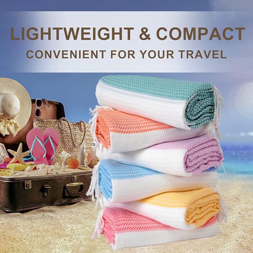 Genovega 6 Packs Turkish Beach Towel Pool Swim Towels Set Bulk Soft Extra Large Sand Free Quick Dry Thin Lightweight Travel Vacation Essentials Cruise Accessories Must Haves Sandless Oversized Dot - color: 6 Multi Dot