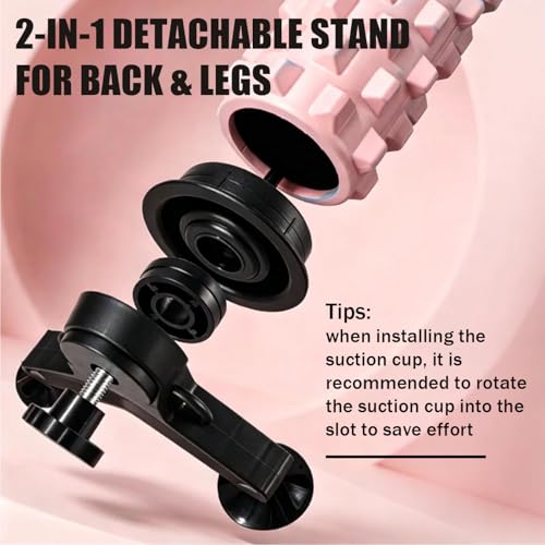 Foam Roller with Detachable Stand & Wall-Mountable Suction Cups for Deep Tissue Massager 21" Trigger Point Foam Roller for Home Workout Muscle Recovery Yoga Pilates Physical Therapy