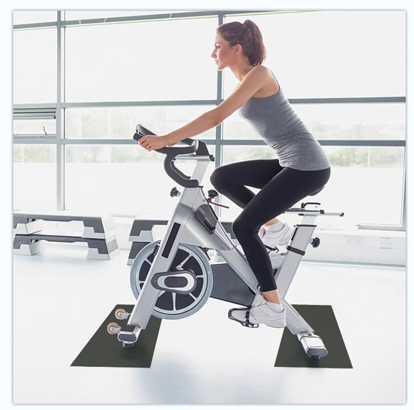 2PCS Exercise Bike Mat, Non-Slip Exercise Bike Mat for Floor for Rowing Machine and Stationary Spin Bike