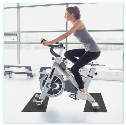 2PCS Exercise Bike Mat, Non-Slip Exercise Bike Mat for Floor for Rowing Machine and Stationary Spin Bike