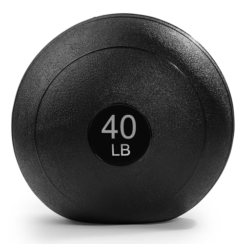 Sunny Health & Fitness Ultra-Durable Slam Ball, Sand Filled No-Bounce Core, Non-Slip Grip – Available in 10–50 lbs